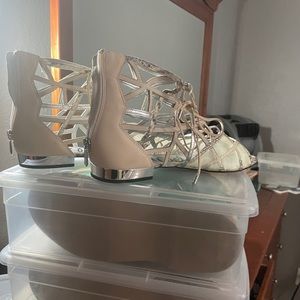 Sam Edelman snakeskin print zip back gladiators